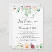 Eukalyptus floral Erste Kommune Einladung (Vorderseite)