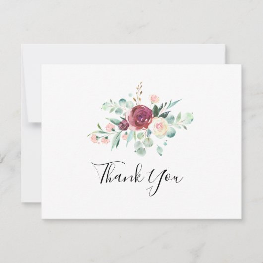 Eukalyptus Floral Flat Wedding Dankeskarte (Vorderseite)