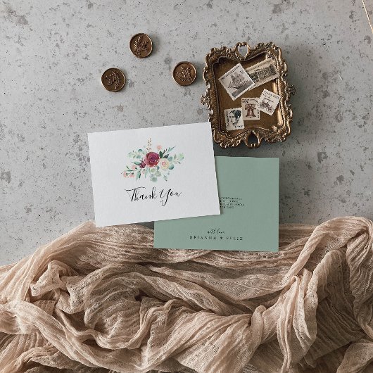 Eukalyptus Floral Flat Wedding Dankeskarte