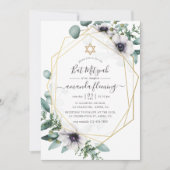 Eukalyptus Floral Geometric Bat Mitzvah Einladung (Vorderseite)