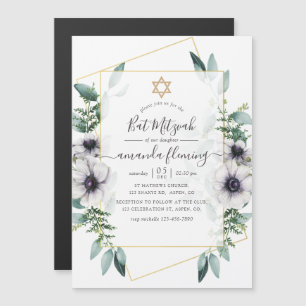 Eukalyptus Floral Geometric Bat Mitzvah Magneteinladung