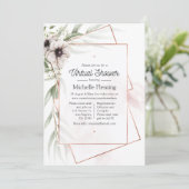 Eukalyptus Floral Geometric Virtual Baby Dusche Einladung (Stehend Vorderseite)