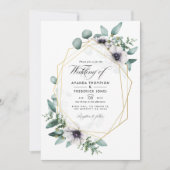 Eukalyptus Floral Geometric Wedding Foto Einladung (Vorderseite)