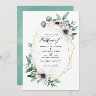 Eukalyptus Floral Geometric Wedding Foto Einladung