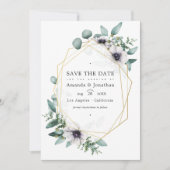 Eukalyptus Floral Geometric Wedding Foto Save The Date (Vorderseite)