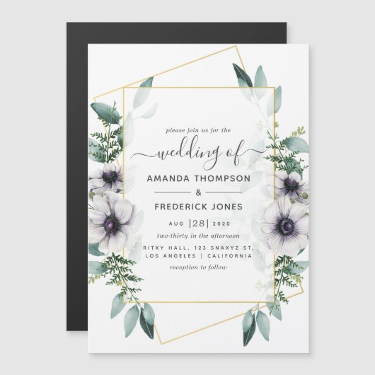 Eukalyptus Floral Geometric Wedding Magneteinladung (Vorne/Hinten)