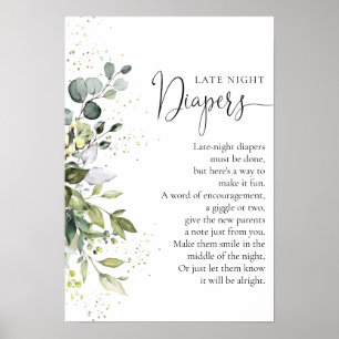 Eukalyptus Floral Greenerenery Baby Shower Poster