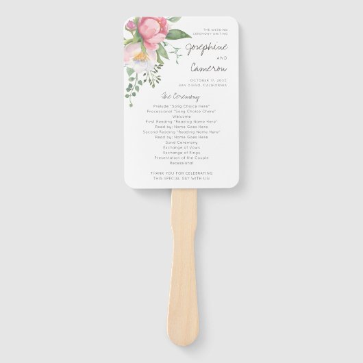 Eukalyptus Floral Greenerity Wedding Program Fächer (Vorderseite)