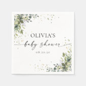 Eukalyptus Floral Greenery Baby Shower Paper Serviette (Vorderseite)