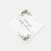 Eukalyptus Floral Greenery Baby Shower Paper Serviette (Ecke)