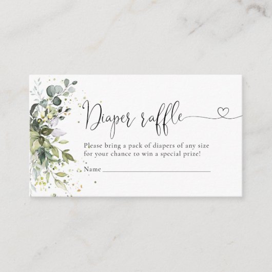 Eukalyptus Floral Greenery Diaper Raffle Begleitkarte (Vorderseite)
