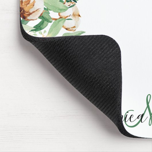 Eukalyptus Floral Greenery Monogram Simple Custom Mousepad (Ecke)