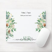 Eukalyptus Floral Greenery Monogram Simple Custom Mousepad (Mit Mouse)