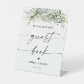 Eukalyptus Floral Guest Book Sign Sockelschild (Vorderseite)