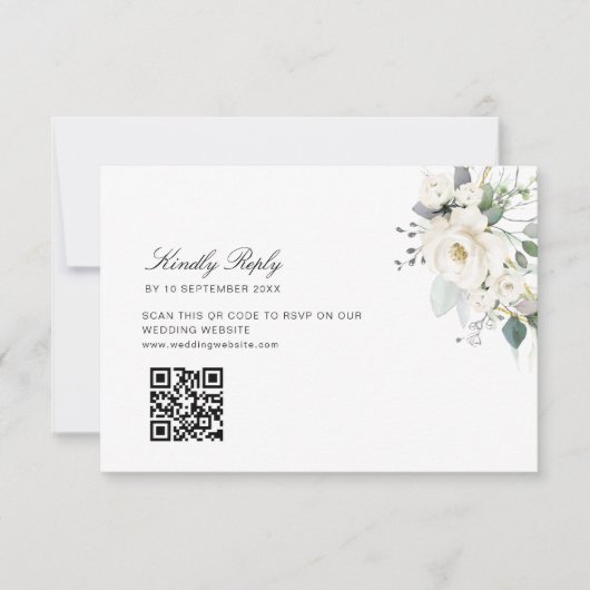 Eukalyptus floral Hochzeit QR Code RSVP Karte (Vorderseite)