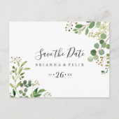 Eukalyptus Floral Horizontal Save the Date Postkarte (Vorderseite)
