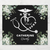 Eukalyptus Floral Nursing School Schaumweinetikett (Einzelnes Label)