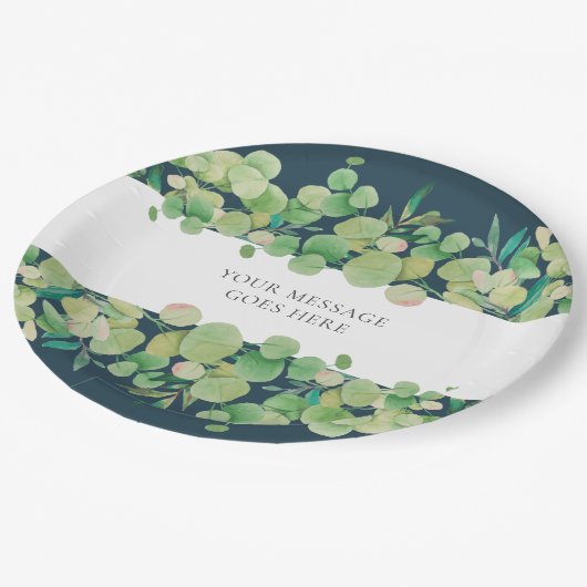 Eukalyptus Floral Pappteller (Schrägansicht)