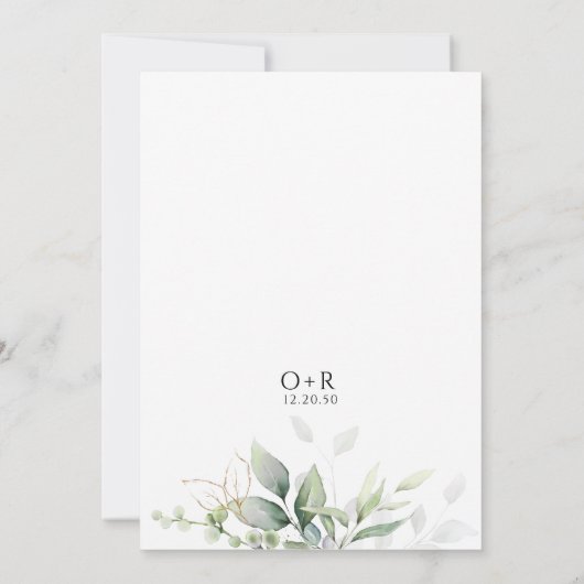 Eukalyptus Floral Probe Abendessen Einladung (Rückseite)