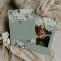 Eukalyptus Floral Sage Green Rett Date Card