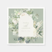 Eukalyptus Floral Sage Green Wedding Serviette (Vorderseite)