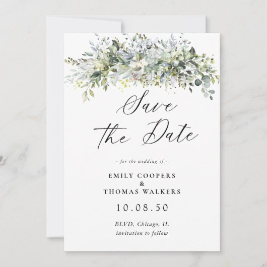 Eukalyptus Floral Save the Date (Vorderseite)