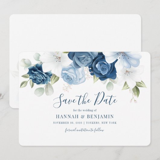 Eukalyptus floral save the date (Vorne/Hinten)