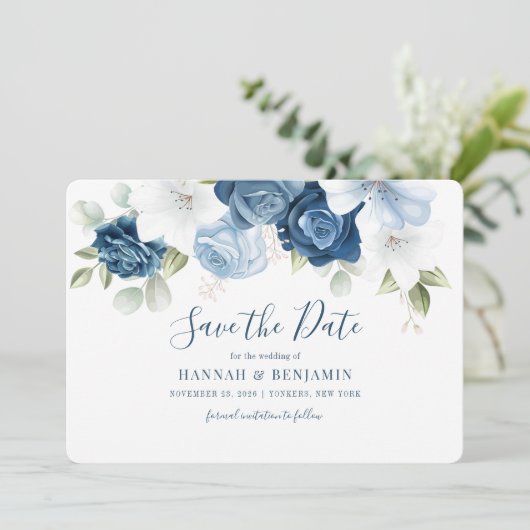 Eukalyptus floral save the date (Stehend Vorderseite)