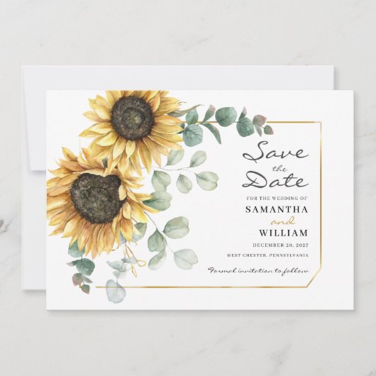 Eukalyptus floral save the date (Vorderseite)
