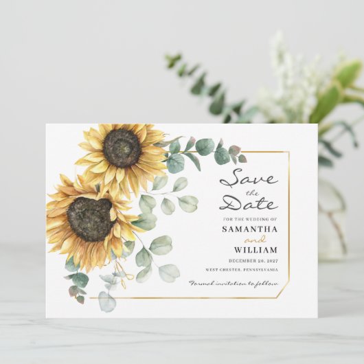Eukalyptus floral save the date (Stehend Vorderseite)