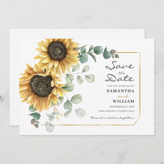 Eukalyptus floral save the date (Vorne/Hinten)