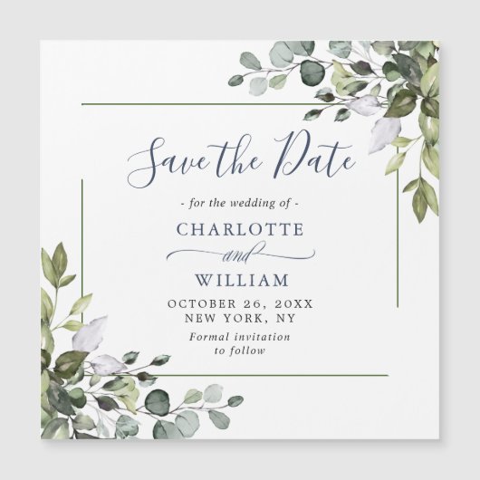 Eukalyptus floral Save the Date Magnetkarte (Vorderseite)