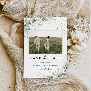 Eukalyptus Floral Save the Date mit Fotokarte