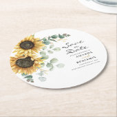 Eukalyptus floral Save the Date Runder Pappuntersetzer (Angewinkelt)