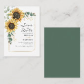 Eukalyptus floral Save the Date Sonnenblume Mitteilungskarte (Vorne/Hinten)