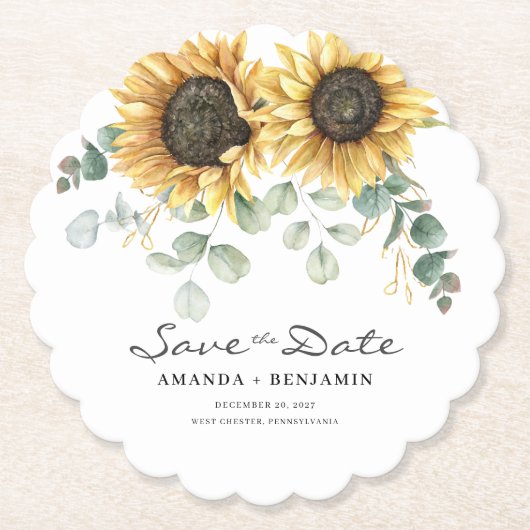 Eukalyptus floral Save the Date Untersetzer (Vorderseite)