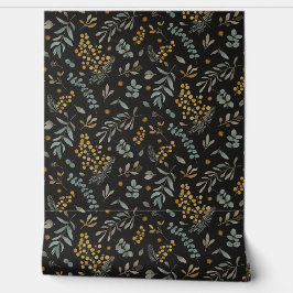 Eukalyptus floral schwarz tapete