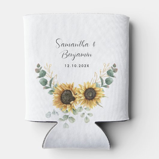 Eukalyptus floral Script-Gastgeschenk Hochzeit Dosenkühler (Rückseite)