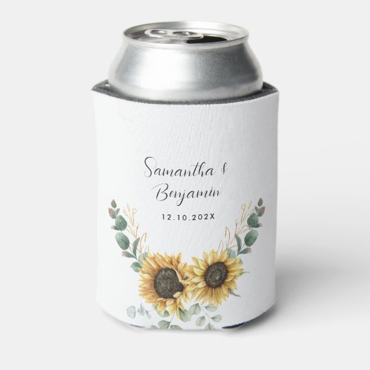 Eukalyptus floral Script-Gastgeschenk Hochzeit Dosenkühler (Kanne Rückseite)