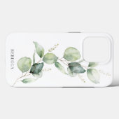 Eukalyptus floral Script Sukkulente Grüne Case-Mate iPhone Hülle (Rückseite (Horizontal))