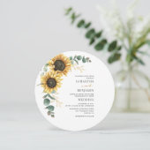 Eukalyptus Floral Sonnenblumen Grüne Hochzeit Einladung (Stehend Vorderseite)