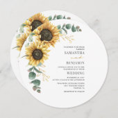 Eukalyptus Floral Sonnenblumen Grüne Hochzeit Einladung (Vorne/Hinten)