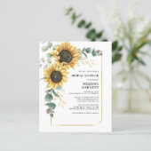 Eukalyptus Floral Sunflower Brautparty Einladung (Stehend Vorderseite)