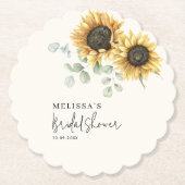 Eukalyptus Floral Sunflower Brautparty Untersetzer (Vorderseite)