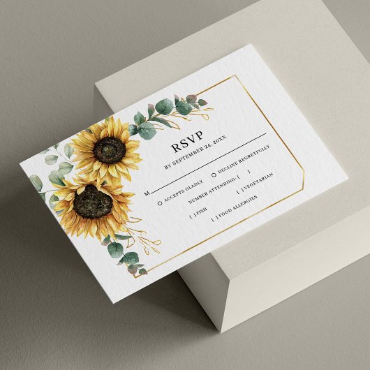Eukalyptus Floral Sunflower Geometric RSVP Karte