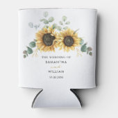 Eukalyptus Floral Sunflower Moderne Hochzeit Dosenkühler (Vorderseite)