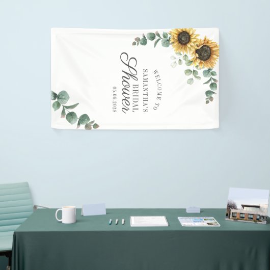 Eukalyptus Floral Sunflower Script-Brautparty Banner (Messeveranstaltung)