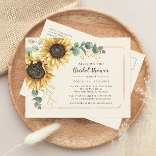 Eukalyptus Floral Sunflower Script-Brautparty Einladungspostkarte