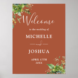 Eukalyptus Floral Terracotta Hochzeit Begrüßung Poster
