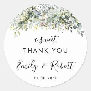 Eukalyptus Floral Wedding Classic Round Sticker